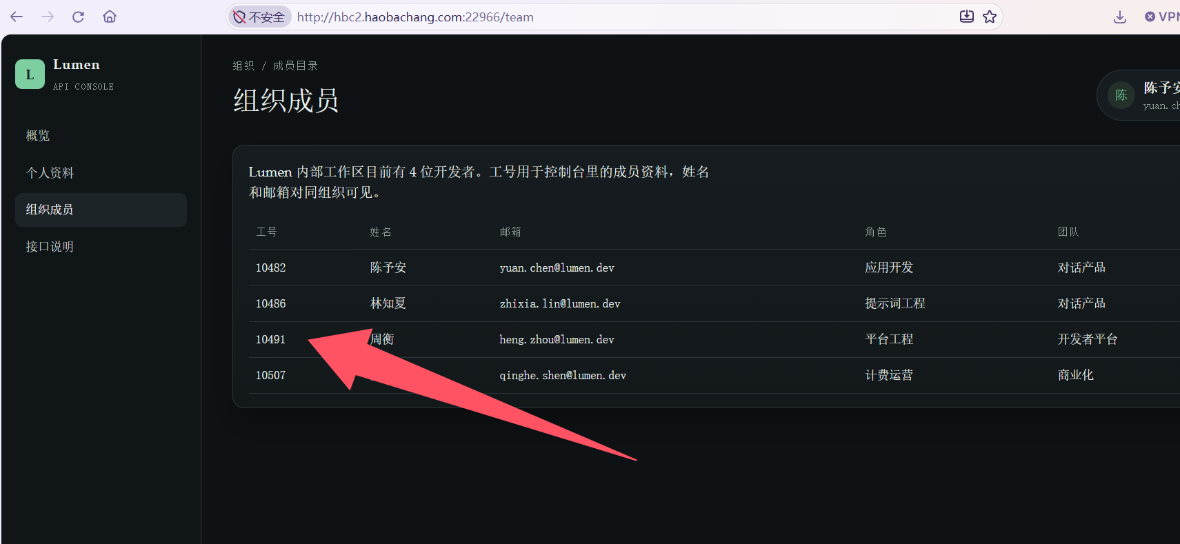 组织成员目录,工号 10482 / 10486 / 10491 / 10507